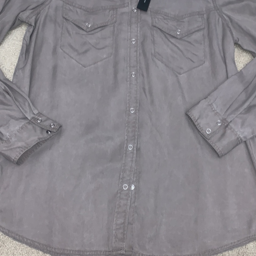 Taupe Button Up Top - Picture 4 of 5